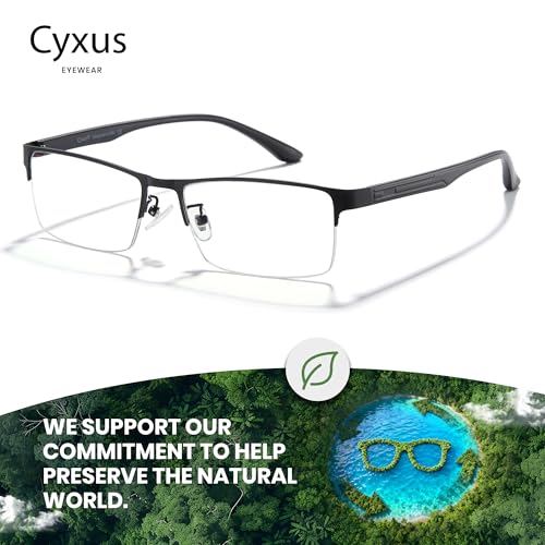 Cyxus Blue Light Blocking Computer Glasses for Men Al-Mg Metal Semi Rim Crystal Lens UV Blocking Gaming Eyeglasses Black Frame - Image 5
