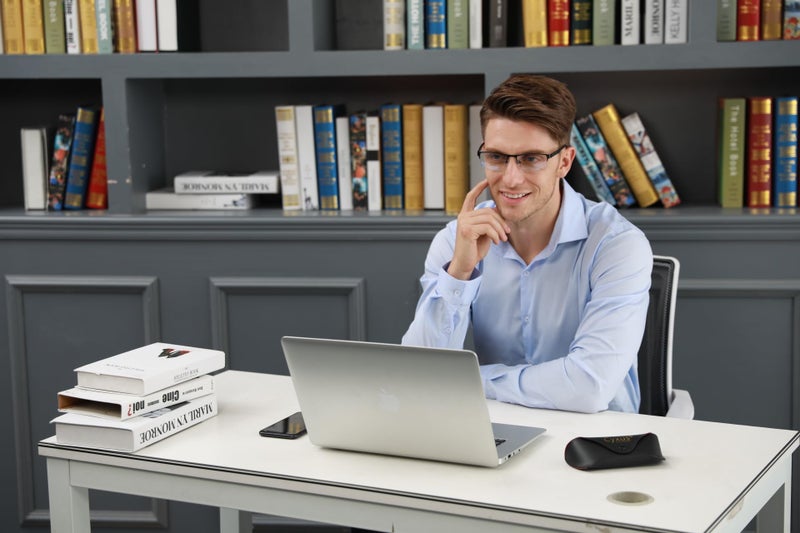 Cyxus Blue Light Blocking Computer Glasses for Men Al-Mg Metal Semi Rim Crystal Lens UV Blocking Gaming Eyeglasses Black Frame - Image 3