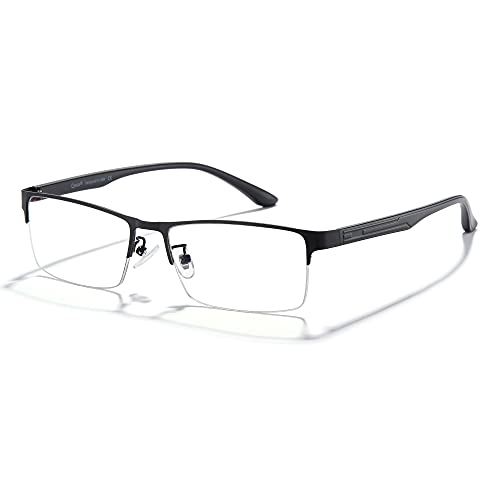Cyxus Blue Light Blocking Computer Glasses for Men Al-Mg Metal Semi Rim Crystal Lens UV Blocking Gaming Eyeglasses Black Frame - Image 1