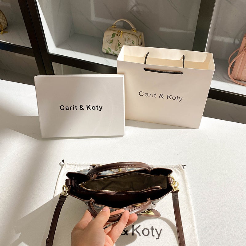 A Generation Of Hair Retro Printing Basket Bag Women 2025 Spring And High-End Sense Of Color Bucket Bag - Image 5