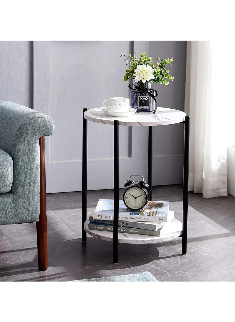 Cool Baby Faux Marble End Table Black Side Table Marble Nightstand for Living Room or Bedroom Modern Accent Table with Black Metal Frame(Delivery without white marble)  - Image 3