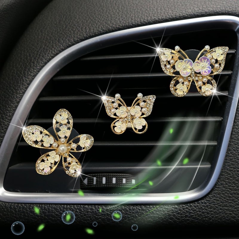 Little Pearl Butterfly Car Air Outlet Decoration Clip Diffuser No Fragrance Holiday Gift - Image 1