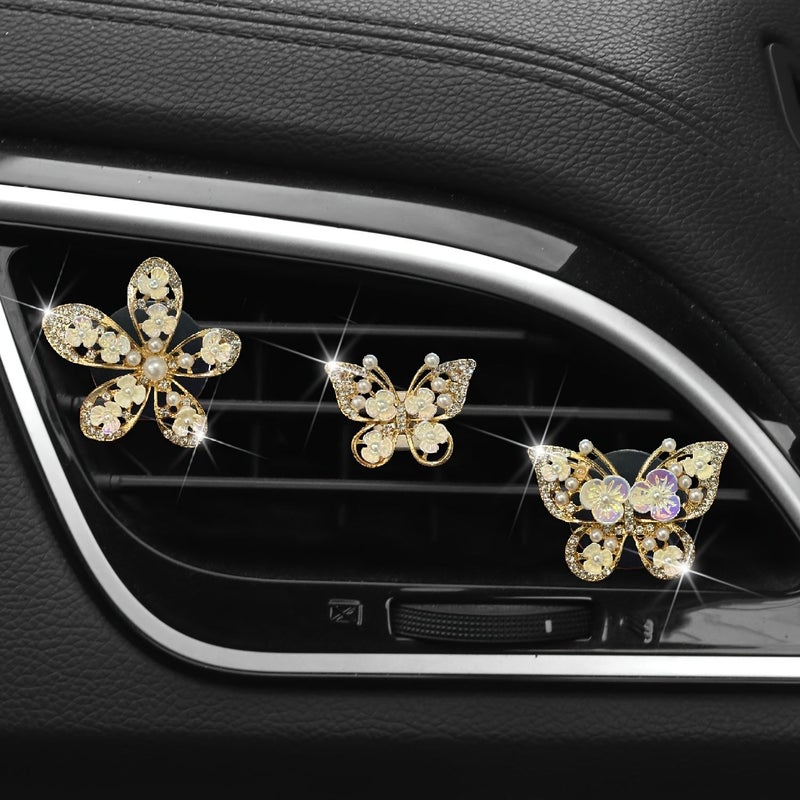 Little Pearl Butterfly Car Air Outlet Decoration Clip Diffuser No Fragrance Holiday Gift - Image 3