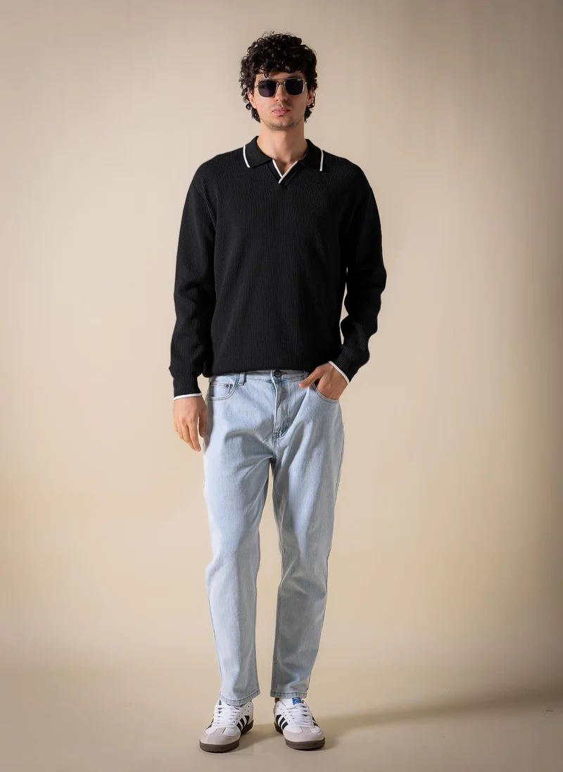 Shapes Black KNITTED COMFORT POLO SHIRT for Men | Best Price UAE