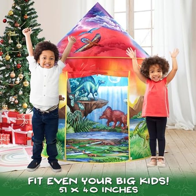 W&O Dinosaur Discovery Play Tent with Roar Button Extraordinary Pop Up Tent for Boys & Girls Perfect for Indoor & Outdoor Adventures - Image 3