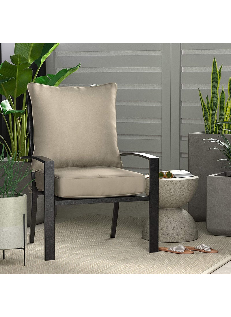NAMAN ARTS Naman Arts Deep Seat Patio Seat and Back Cushion Khaki  - Image 1