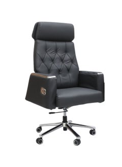 Uzman Home Boss Executive Office Chair Steel Structure PU Leather 360° Swivel Desk Gaming Chair High Back & Adjustable Height Computer Table Chair Soft Foam Gaming Study Chair  Black  - Image 1