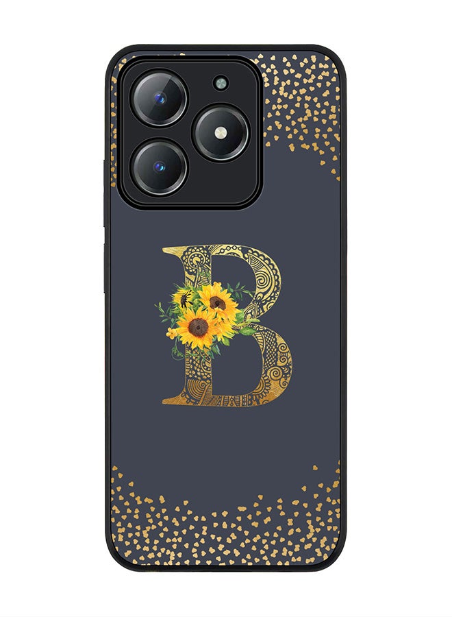 Stylizedd For Realme C63 / Realme C61 4G Case,Slim fit Camera Protection, Shockproof Thin Phone cover  - Custom Floral Monogram - B  (Grey ) - Image 1