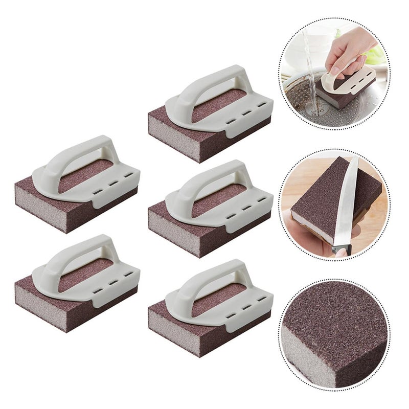 Nano Abrasive Sanding Sponge 5 Pack With Handle For Kitchen Cleaning Dishwashing Random Color - Image 5