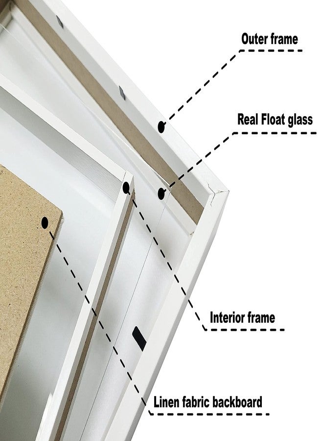 Necineci إطار صندوق الظل Necineci مقاس 12x12 بوصة باللون الأبيض مع ظهر من الكتان الناعم وزجاج حقيقي، صندوق عرض خشبي لتعليق الصور والتذاكر والتذكارات والجوائز، صندوق ذكريات لحفظ التذكارات - Image 5