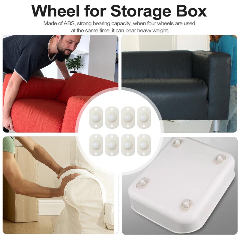 8Pcs Self Adhesive Swivel Wheels for Storage Boxes Trash Cans Furniture Under Bed Organizers - Image 5