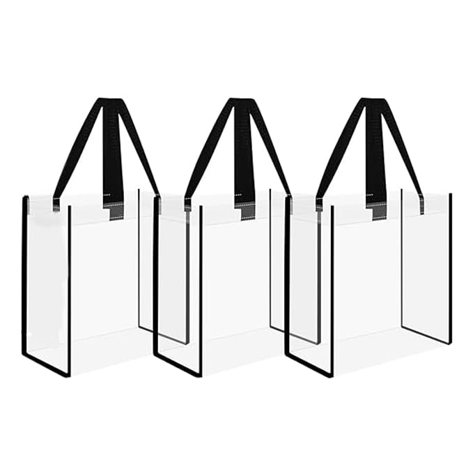 ECHSRT Heavy-Duty Clear Tote Bag - Waterproof and Transparent PVC Bag, Sturdy Handle and Stylish Trim, Perfect for Events, Travel, Concert, Office, Gym and Daily Use - Image 1