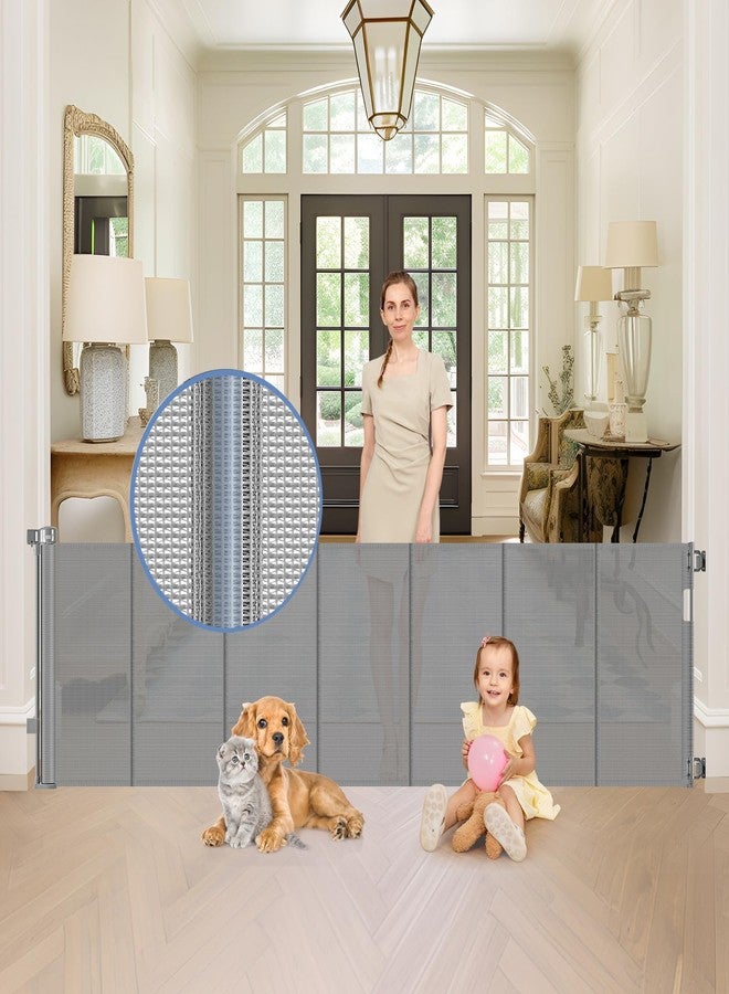 Sair pet Reinforced bottom 90 Inch Extra Wide Baby Gate for Large Openings Retractable Baby Gates Extra Wide Upgraded Spring Retractable Dog Gate for Doorways Extra Wide Adjustable Bracket Retractable Pet Gate - Image 1
