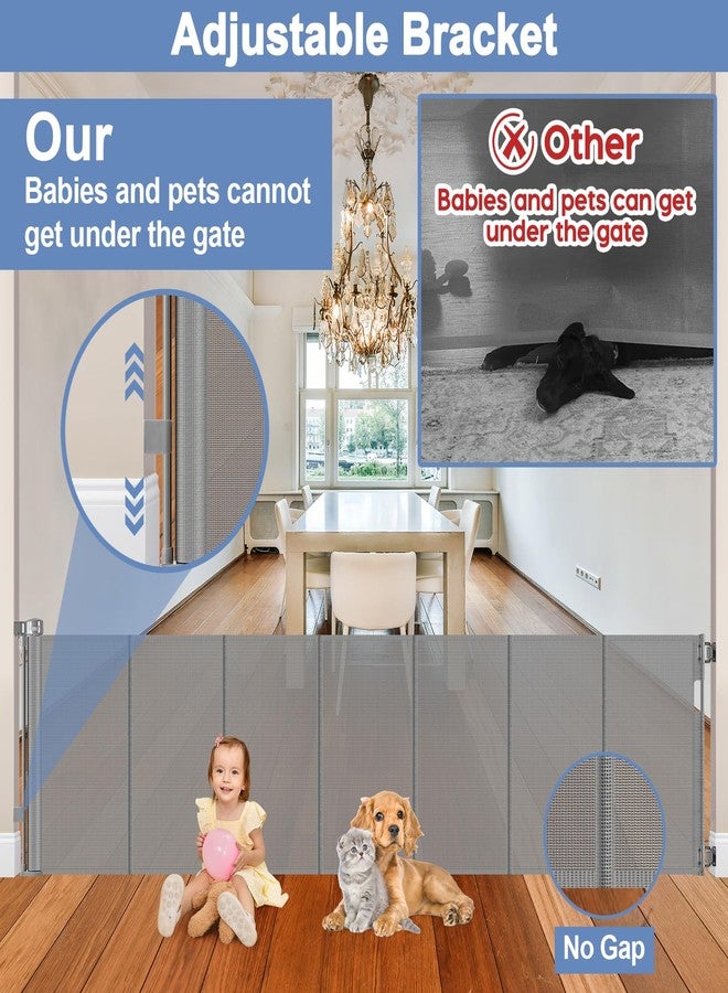 Sair pet Reinforced bottom 90 Inch Extra Wide Baby Gate for Large Openings Retractable Baby Gates Extra Wide Upgraded Spring Retractable Dog Gate for Doorways Extra Wide Adjustable Bracket Retractable Pet Gate - Image 4