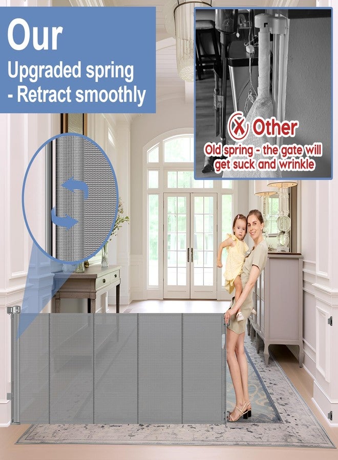 Sair pet Reinforced bottom 90 Inch Extra Wide Baby Gate for Large Openings Retractable Baby Gates Extra Wide Upgraded Spring Retractable Dog Gate for Doorways Extra Wide Adjustable Bracket Retractable Pet Gate - Image 5