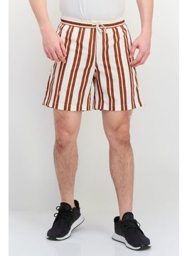 Jack Jones Men Striped Basic Shorts, Beige  - Image 1