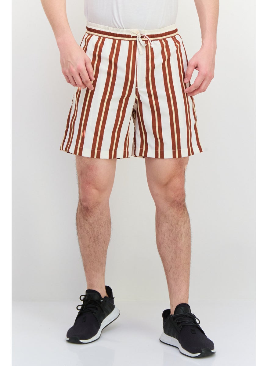 Jack Jones Men Striped Basic Shorts, Beige  - Image 1