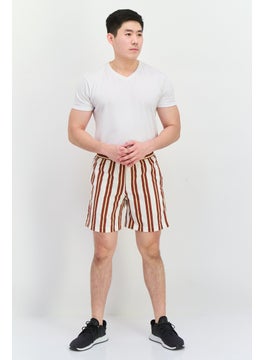 Jack Jones Men Striped Basic Shorts, Beige  - Image 4