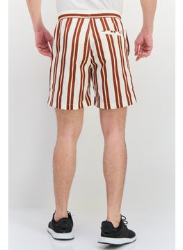 Jack Jones Men Striped Basic Shorts, Beige  - Image 3