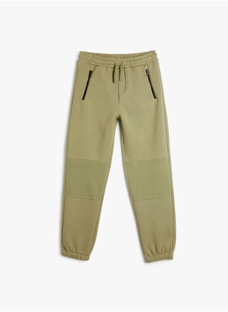 كوتون Jogger Sweatpants Zipper and Pocket Detail Soft Interior