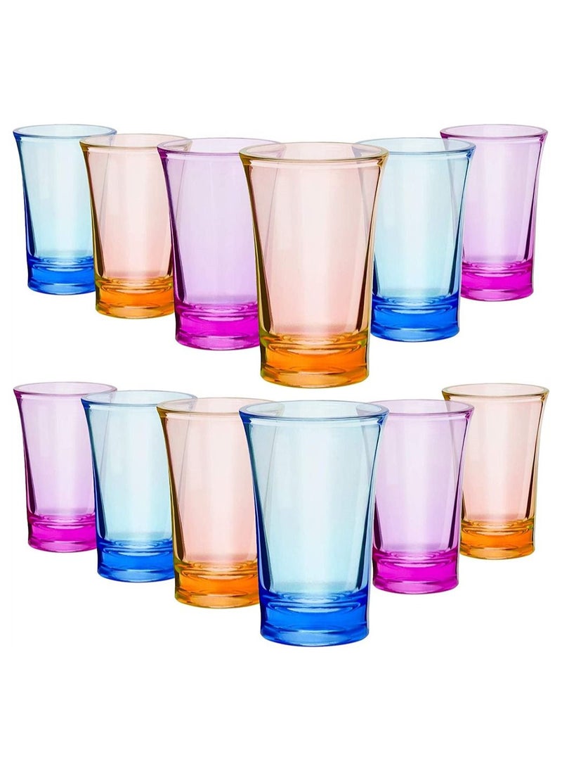 Excefore Acrylic Cups 12 Pieces Shots Colorful Shot Glasses 1.2-Ounce Heavy Base Plastic Tumblers Drinking Glasses for Poolside Party Stackable Easy to Clean  - Image 1