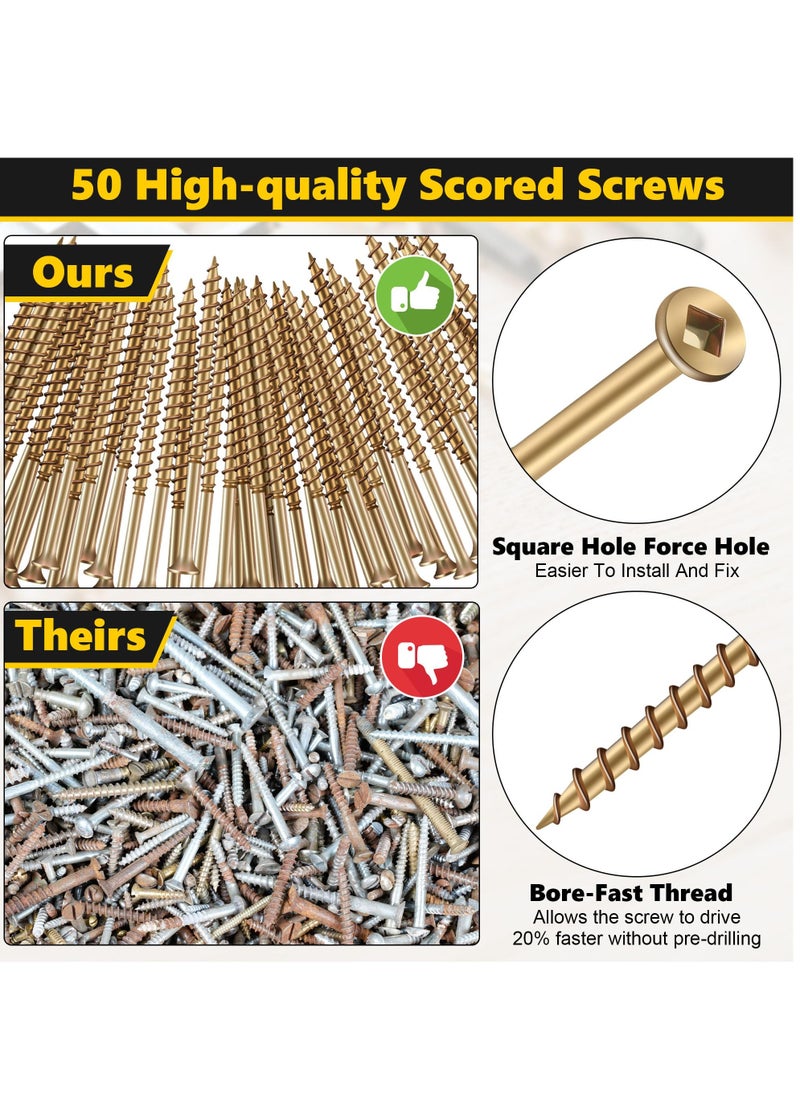 KASTWAVE - Floor Repair Kit, Squeak No More Kit Eliminates Floor Squeak Fit Most Carpet Hardwood Floors, 3233 Woodworking Project Kits Use for Fix Floors, Contains 5 Auxiliary Tools and 50 Screws - Image 1
