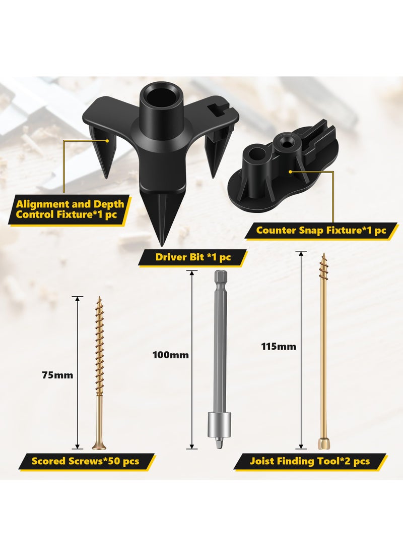 KASTWAVE - Floor Repair Kit, Squeak No More Kit Eliminates Floor Squeak Fit Most Carpet Hardwood Floors, 3233 Woodworking Project Kits Use for Fix Floors, Contains 5 Auxiliary Tools and 50 Screws - Image 1
