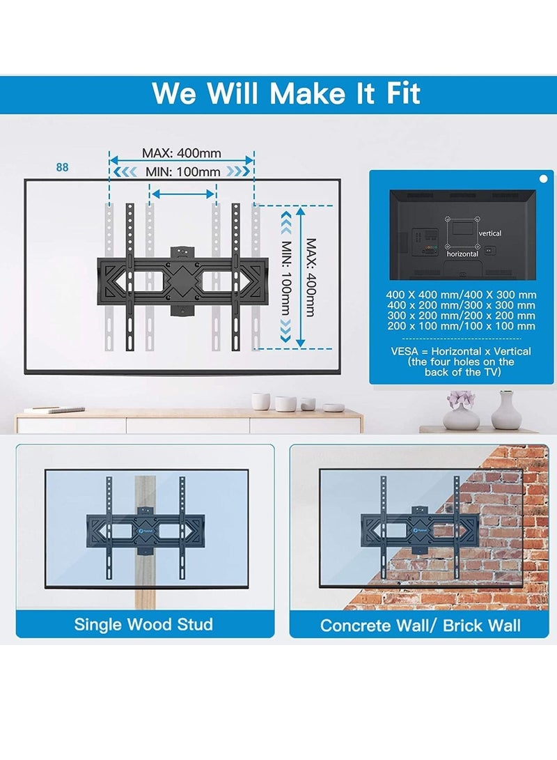 Leostar Lcd, Led Tv Wall Bracket For 26 Inch To 55 Inch Tv 180 DEGREE Rotation And 15 DEGREE + Tilt View, Swivel Articulating, Full Motion Tv Wall Mount, Black - Image 5