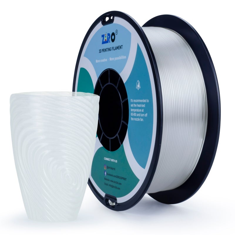 ZIRO PETG 3D Printer Filament, 1.75mm Diameter, 1kg Spool, Low Warping, No Odor, TRANSPARENT - Image 2