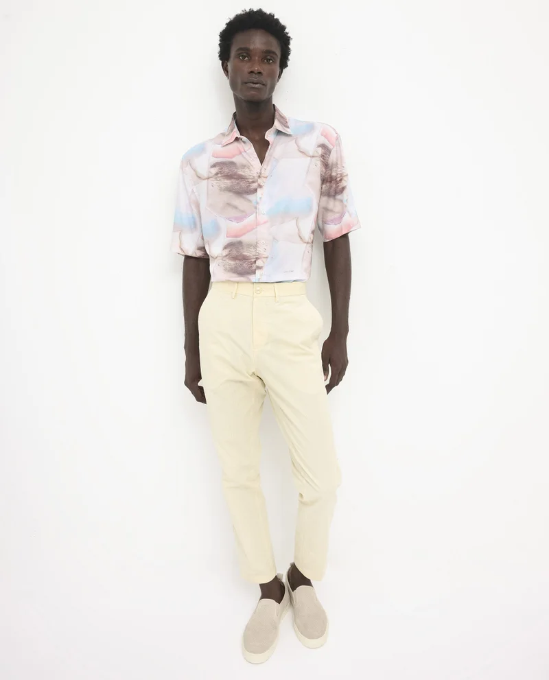 Rare Rabbit Rare Rabbit Men's Errai Beige Viscose Fabric Short Sleeve Regular Collar Boxy Fit Abstract Print Shirt