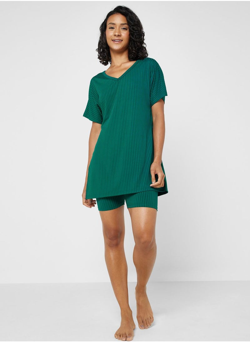 Ginger - Ribbed Pyjama Shorts Set - Image 1