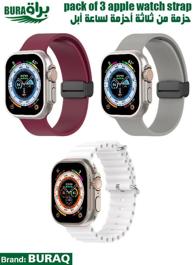 BURAQ Apple Watch Band Strap For Apple Watch Ultra 2/Ultra 49mm, Series 10 46mm, 9/8/7 45mm, SE2/SE/6/5/4 44mm, 3/2/1 42mm