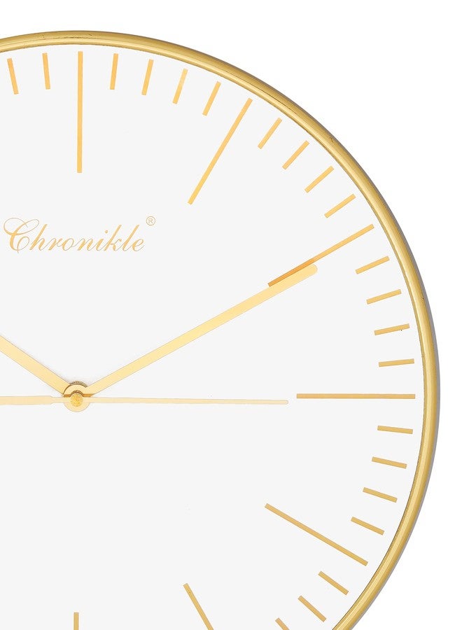 CHRONIKLE ساعة حائط دائرية جميلة من البلاستيك بلون ذهبي من CHRONIKLE، مناسبة لتزيين المنزل والمكتب وغرفة المعيشة وغرفة النوم (الحجم: 29.5 × 4 × 29.5 سم | الوزن: 450 غرام) - Image 2
