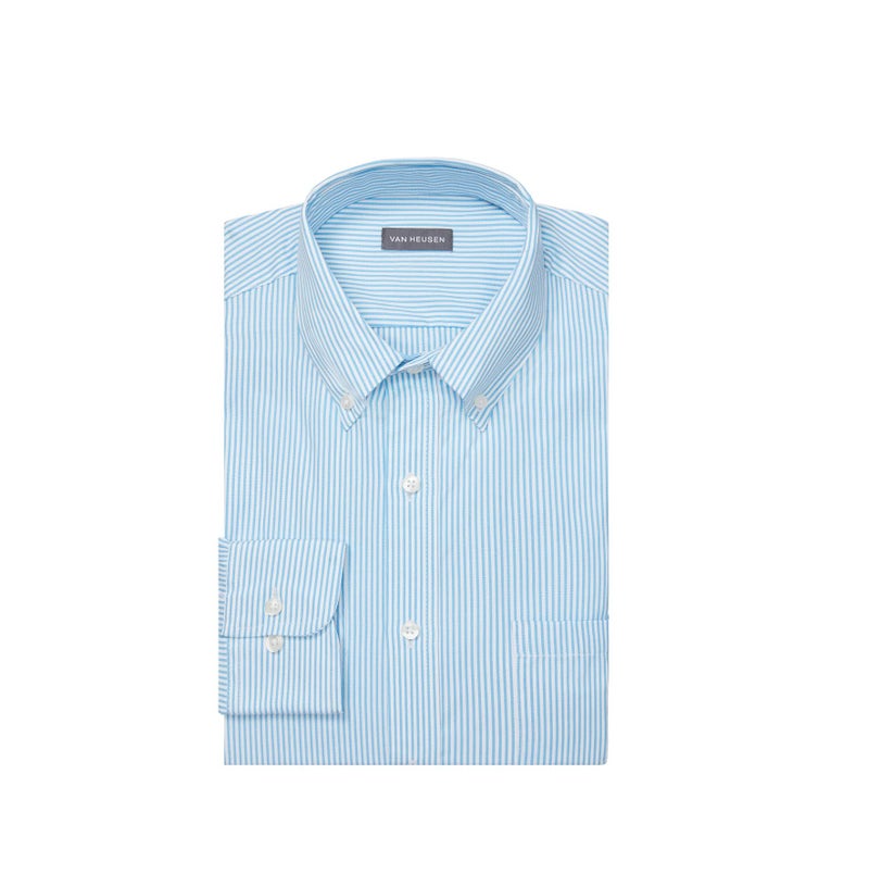 Van Heusen Men's Pinpoint Regular Fit Stripe Button Down Collar Dress Shirt Shirt, Periwinkle, 16" Neck 36"-37" Sleeve - Image 1