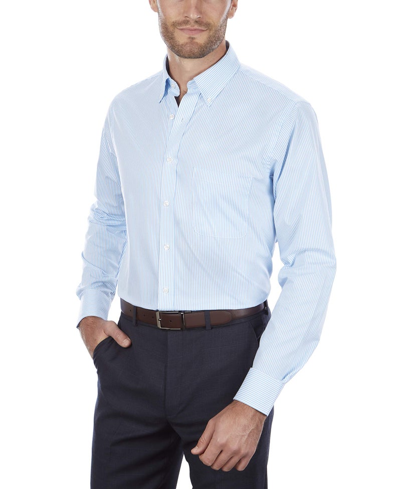 Van Heusen Men's Pinpoint Regular Fit Stripe Button Down Collar Dress Shirt Shirt, Periwinkle, 16" Neck 36"-37" Sleeve - Image 2