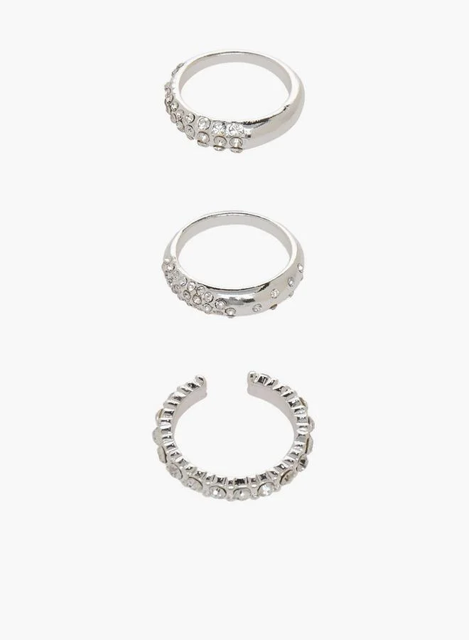 سبلاش فيڤ Set of 3 - Embellished Silver Tone Ring