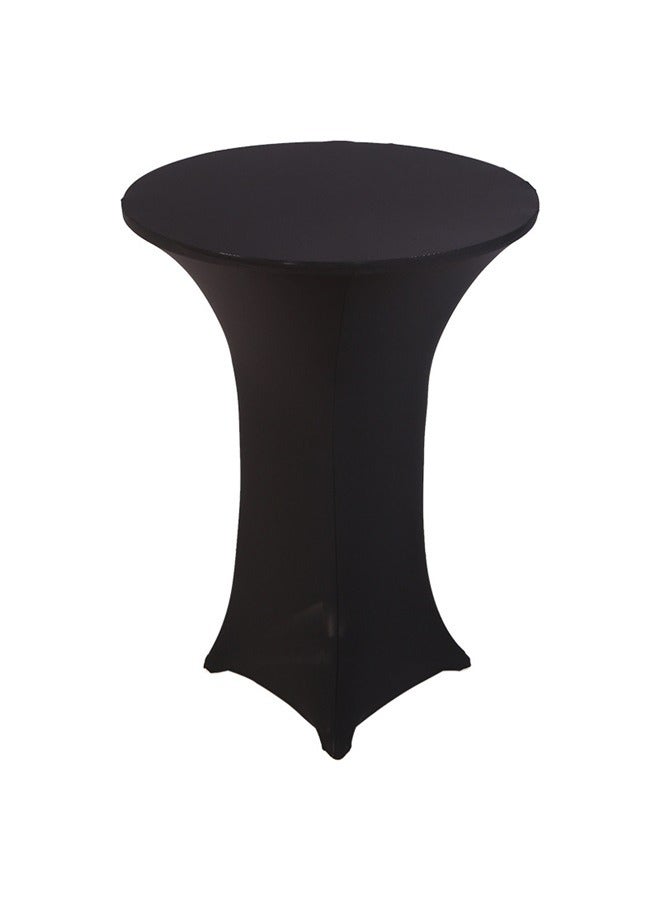 Round Stretch Table Cover Black 76*110cm，Spandex Cocktail Table Covers Black, Cocktail Table Spandex Covers, Fitted Stretch Cocktail Table Tablecloth for Round Tables  - Image 1
