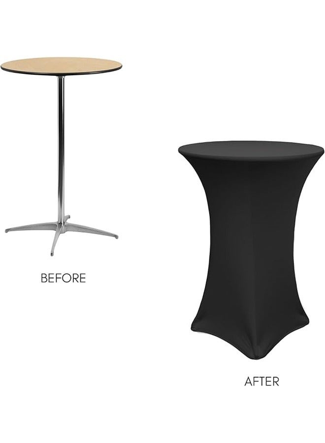 Round Stretch Table Cover Black 76*110cm，Spandex Cocktail Table Covers Black, Cocktail Table Spandex Covers, Fitted Stretch Cocktail Table Tablecloth for Round Tables  - Image 2