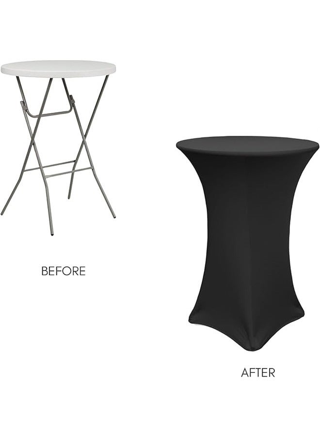 Round Stretch Table Cover Black 76*110cm，Spandex Cocktail Table Covers Black, Cocktail Table Spandex Covers, Fitted Stretch Cocktail Table Tablecloth for Round Tables  - Image 3