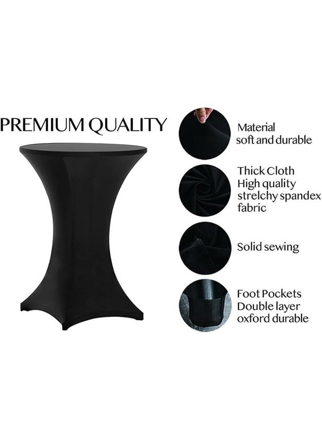 Round Stretch Table Cover Black 76*110cm，Spandex Cocktail Table Covers Black, Cocktail Table Spandex Covers, Fitted Stretch Cocktail Table Tablecloth for Round Tables  - Image 4