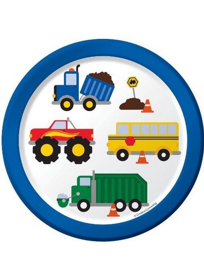 CREATIVE CONVERTING - Traffic Jam Trucks Birthday Party Paper Dessert Plates 24 Count - Image 1