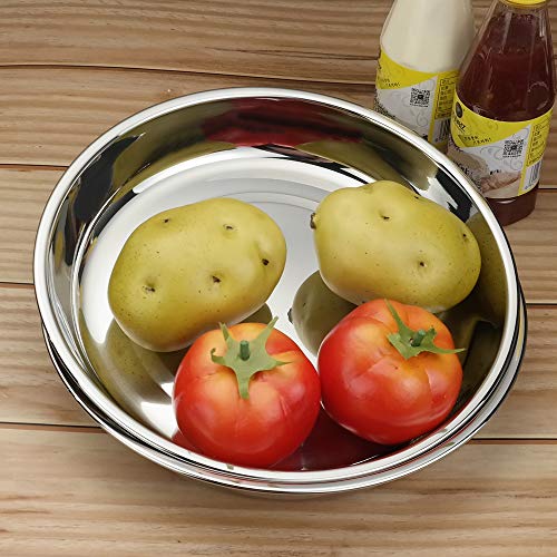 Qskely Stainless Steel Dinner Round Plates, 4 Pack Food Grade Stainless Steel Plates - Image 5