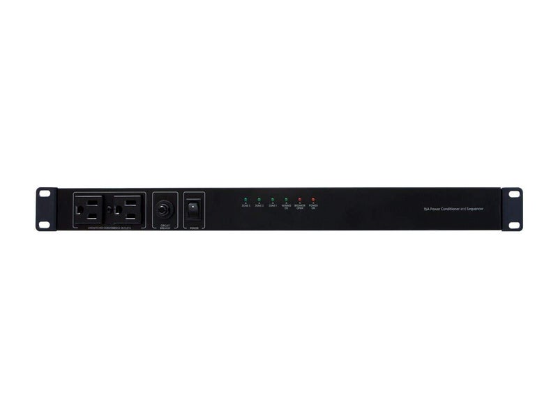 Monoprice 15 Amp Power Conditioner and Sequencer - 8 Outlets, 3 Zones, 1U Rack Mount, Black - Stage Right - Image 2