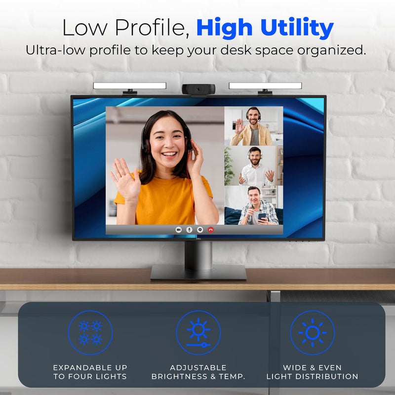 HumanCentric إضاءة مؤتمرات الفيديو من HumanCentric - ضوء كاميرا ويب للبث، ضوء LED للشاشة واللابتوب لمؤتمرات الفيديو، إضاءة Zoom للكمبيوتر، بديل لضوء الحلقة لاجتماعات Zoom، مجموعة مزدوجة - Image 3