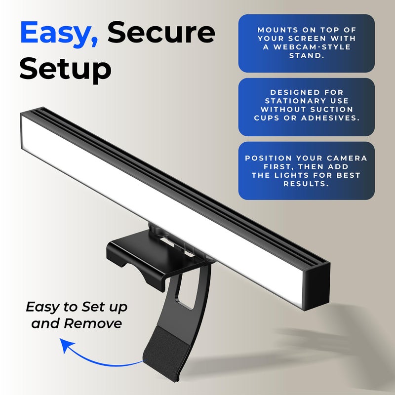HumanCentric إضاءة مؤتمرات الفيديو من HumanCentric - ضوء كاميرا ويب للبث، ضوء LED للشاشة واللابتوب لمؤتمرات الفيديو، إضاءة Zoom للكمبيوتر، بديل لضوء الحلقة لاجتماعات Zoom، مجموعة مزدوجة - Image 5