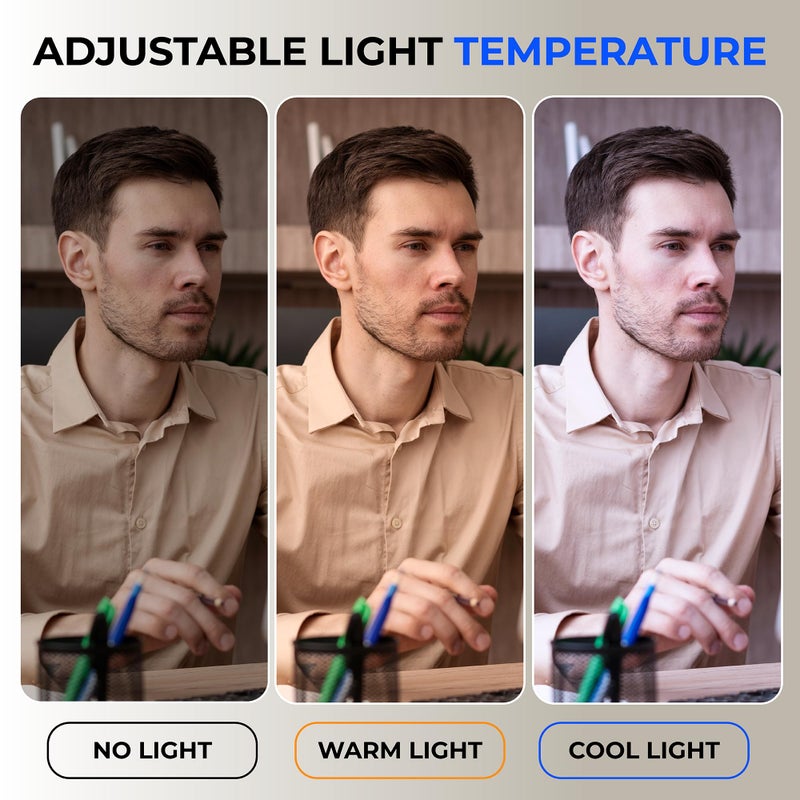 HumanCentric إضاءة مؤتمرات الفيديو من HumanCentric - ضوء كاميرا ويب للبث، ضوء LED للشاشة واللابتوب لمؤتمرات الفيديو، إضاءة Zoom للكمبيوتر، بديل لضوء الحلقة لاجتماعات Zoom، مجموعة مزدوجة - Image 4