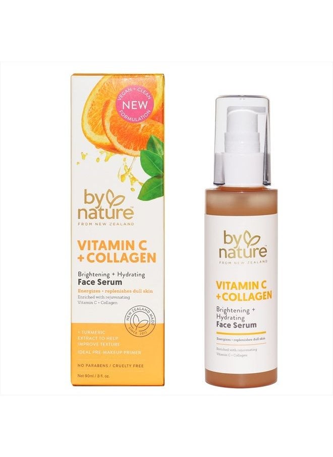 By Nature From New Zealand By Nature Vitamin C + Collagen Face Serum - Restore and Energize Tired Skin with Brightening Vitamin C, Plumping Collagen, Plus Texture Enhancing Turmeric - Premium Skin Care Serum for Face - 3fl. oz.  - Image 1