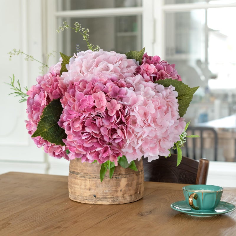 ZYTUYO 3 PCS Magenta Hydrangea Real Touch Artificial Flowers 21'' Latex Large Hydrangea with Long Stems for Wedding Table Centerpieces Indoor Kitchen Spring Home Decor Outdoor Porch - Image 5