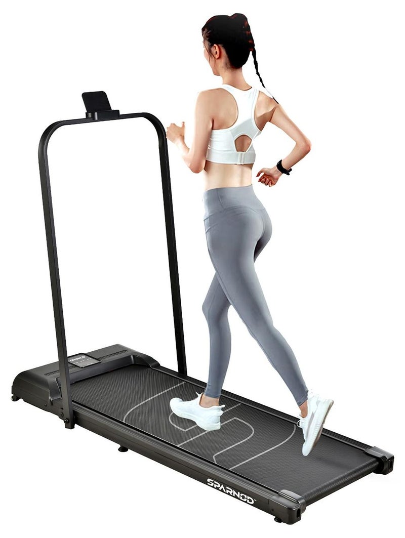 Sparnod Fitness جهاز مشي Sparnod Fitness STH-3005 قابل للطي للمنزل - لا يتطلب تركيب، تخزين موفر للمساحة أسفل السرير/الأريكة - جهاز تحكم عن بعد، مكبرات صوت بلوتوث، شاشة LED، حامل للهاتف المحمول/علامة التبويب - Image 1