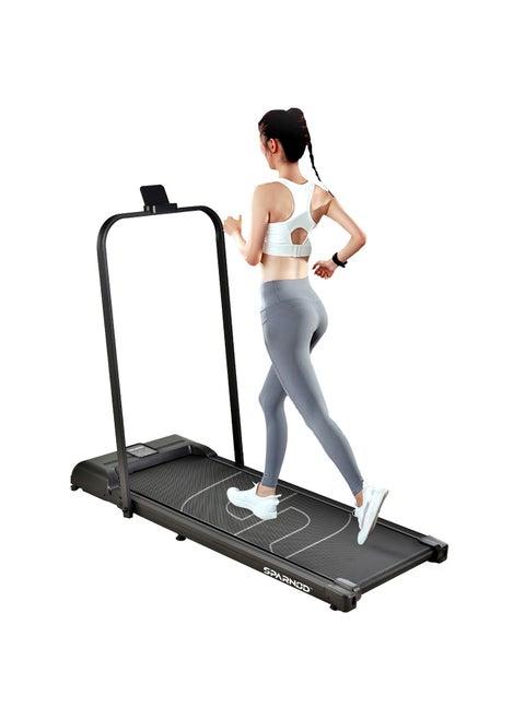 جهاز مشي Sparnod Fitness STH-3005 قابل للطي للمنزل - لا يتطلب تركيب، تخزين موفر للمساحة أسفل السرير/الأريكة - جهاز تحكم عن بعد، مكبرات صوت بلوتوث، شاشة LED، حامل للهاتف المحمول/علامة التبويب